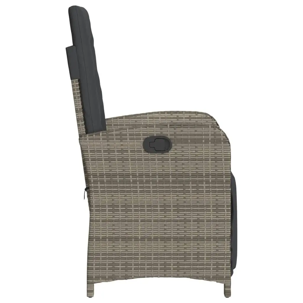 Reclining Garden Chairs Adjustable Grey 2 Piece with Footrest