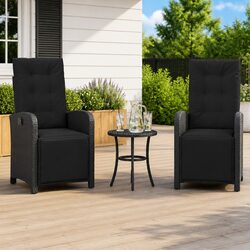 3 Piece Bistro Set with Cushions Black Outdoor Garden Furniture Patio Chair
