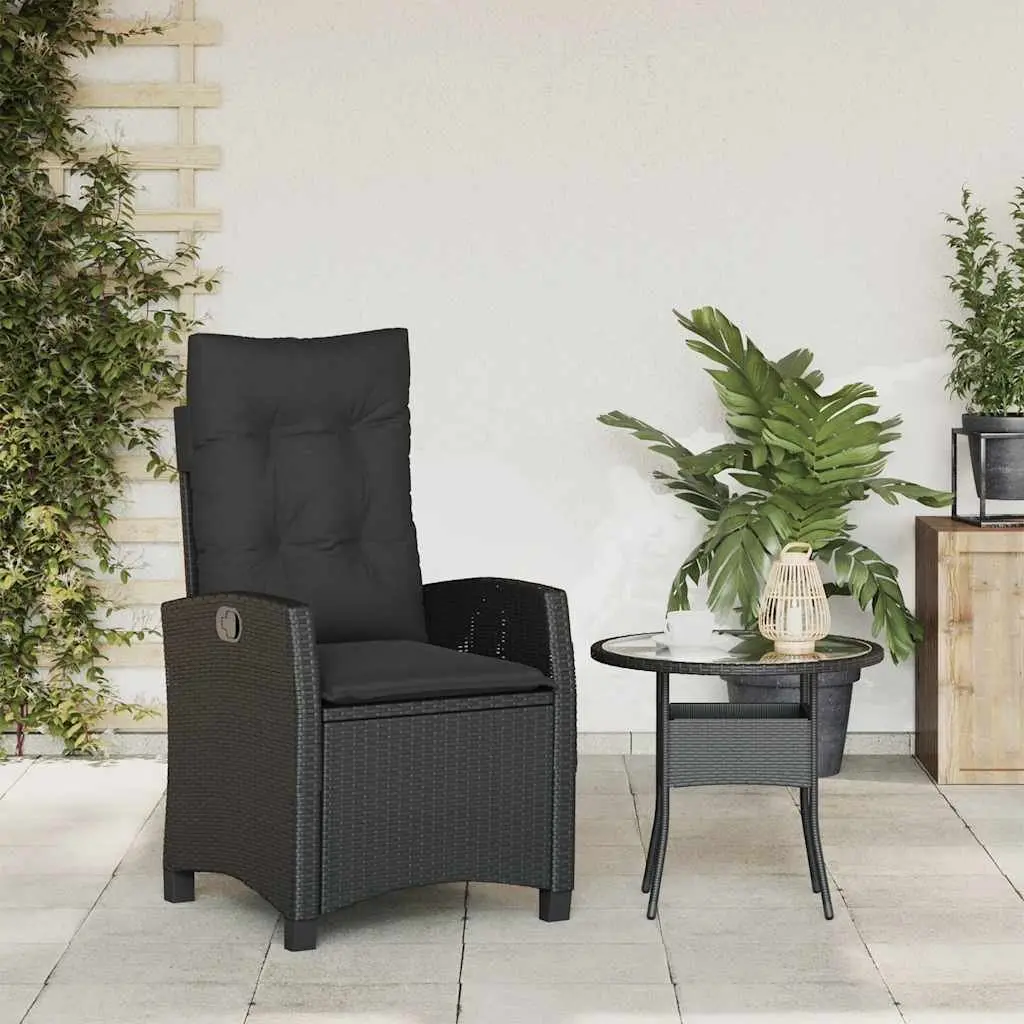 Reclining Garden Chair Adjustable Backrest Padded Cushions Black