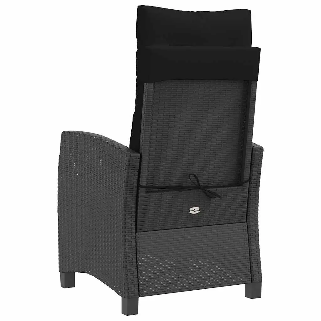 Reclining Garden Chair Adjustable Backrest Padded Cushions Black