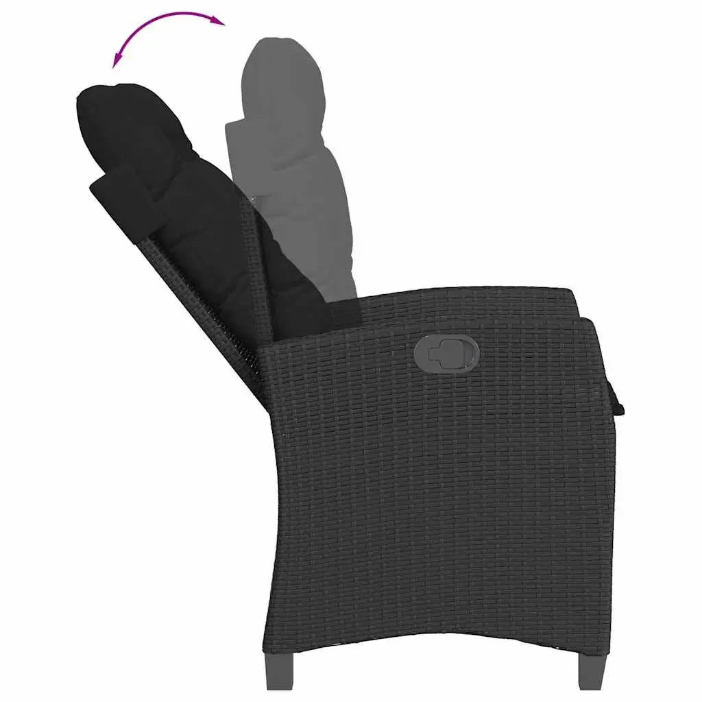 Reclining Garden Chair Adjustable Backrest Padded Cushions Black