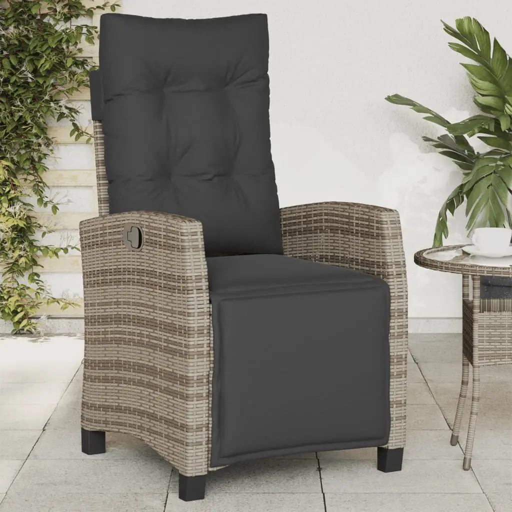 Reclining Garden Chairs Adjustable Backrest Footrest 2 pcs Grey