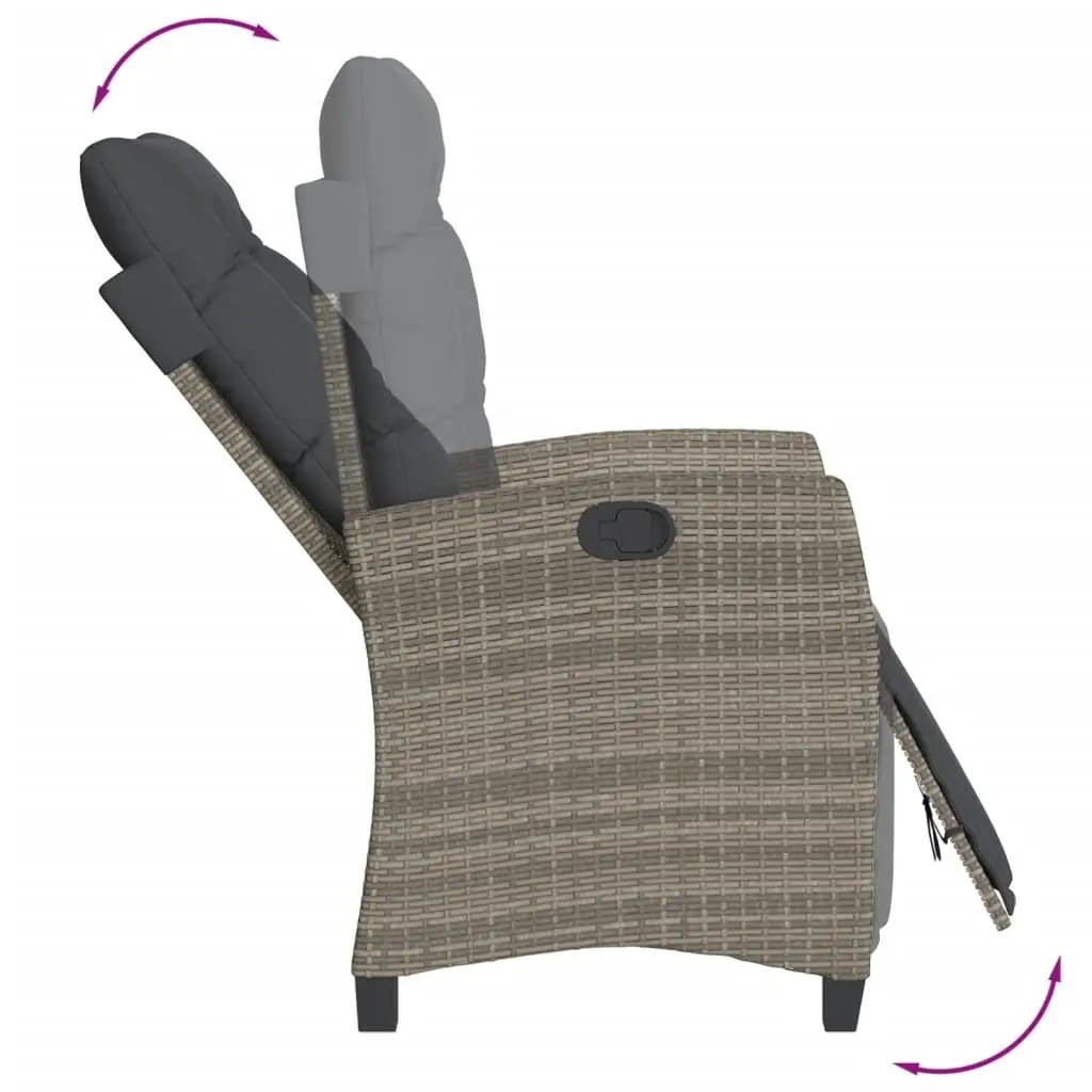 Reclining Garden Chairs Adjustable Backrest Footrest 2 pcs Grey