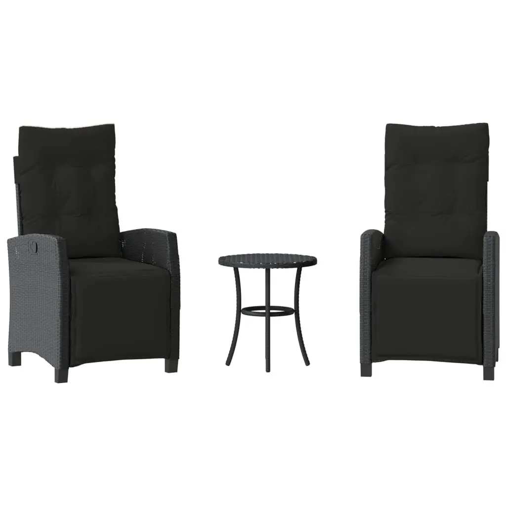 Outdoor Bistro Set 3 Piece Garden Furniture Patio Seating with Cushions Black