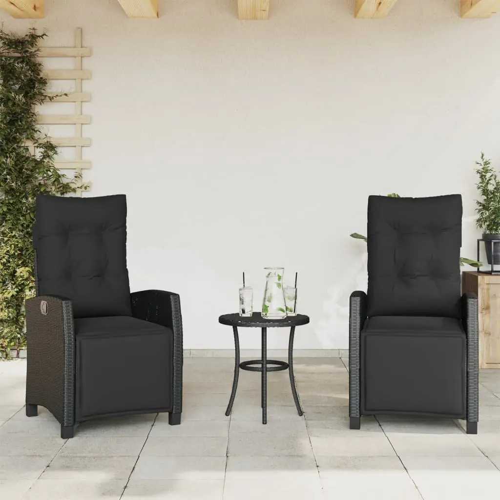 Outdoor Bistro Set 3 Piece Garden Furniture Patio Seating with Cushions Black