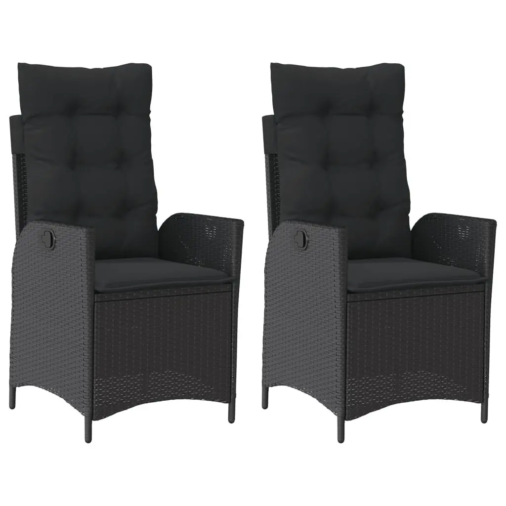 Reclining Outdoor Chairs Adjustable Backrest 2 pcs Black