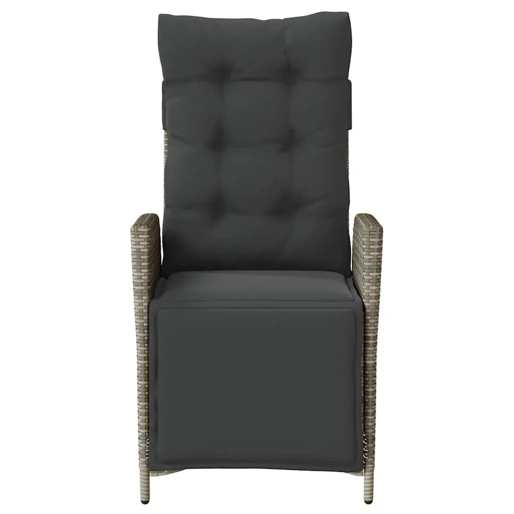 Reclining Garden Chair Adjustable Backrest Footrest Grey Poly Rattan