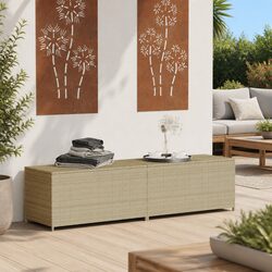 Garden Storage Box Outdoor Patio Furniture Beige Poly Rattan 469L Waterproof