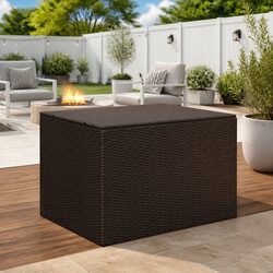 Garden Storage Box Brown 291L Outdoor Patio Furniture Poly Rattan Deck Container