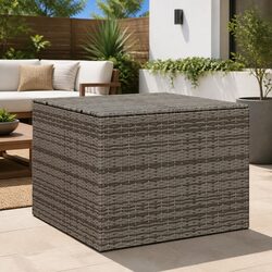 Garden Storage Box Grey 291L Outdoor Poly Rattan with Water-Resistant Bag Steel