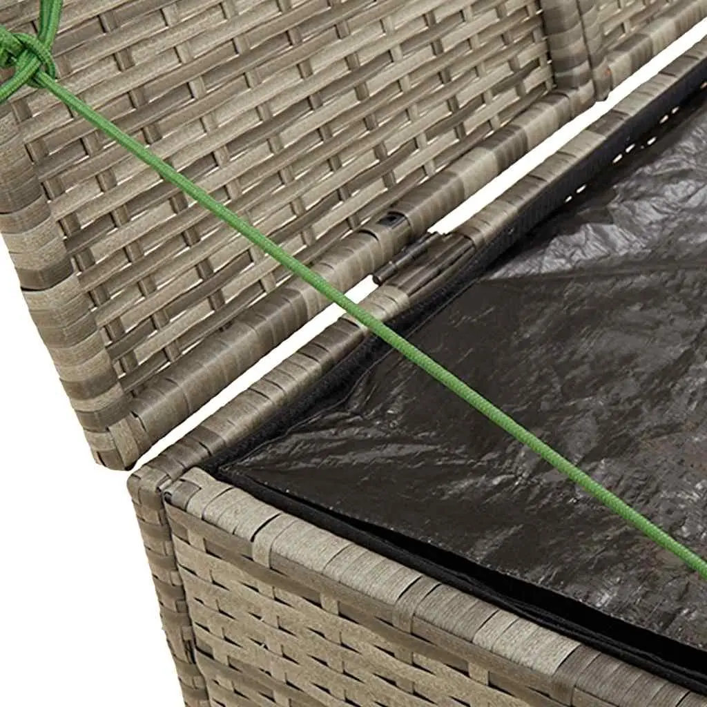 Garden Storage Box Water-Resistant Bag 291L Grey Poly Rattan Steel