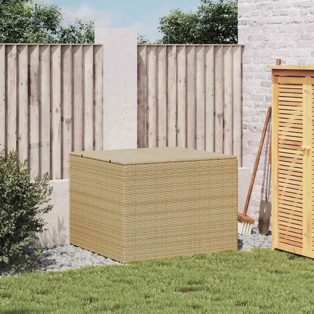 Garden Storage Box Water-Resistant Beige PE Rattan Outdoor Furniture