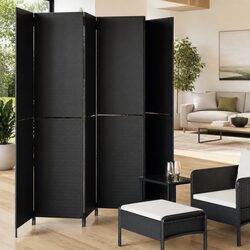 Room Divider 6 Panels Black Privacy Screen Folding Partition Indoor Outdoor
