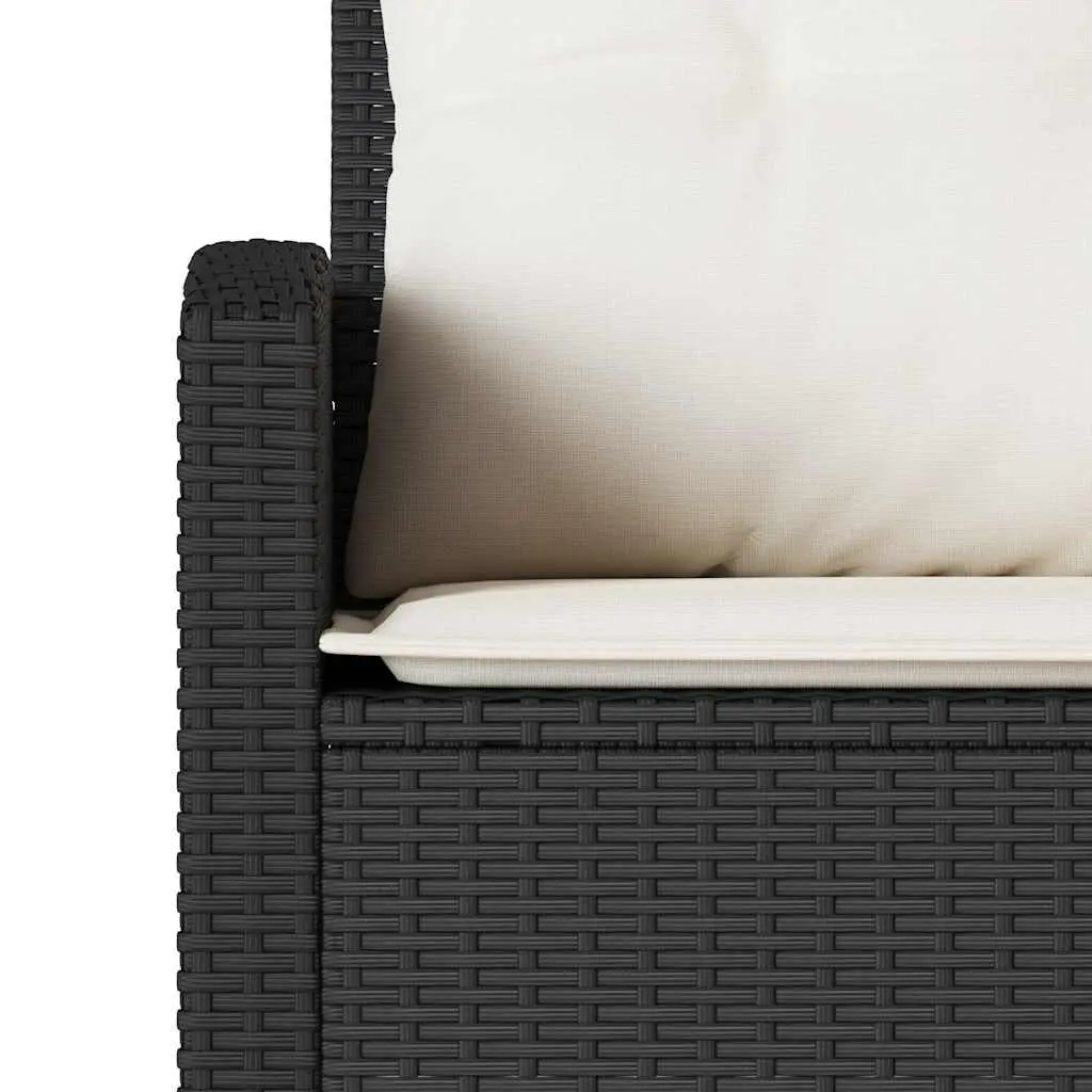 L-Shaped Outdoor Sofa Couch with Cushions PE Rattan Black