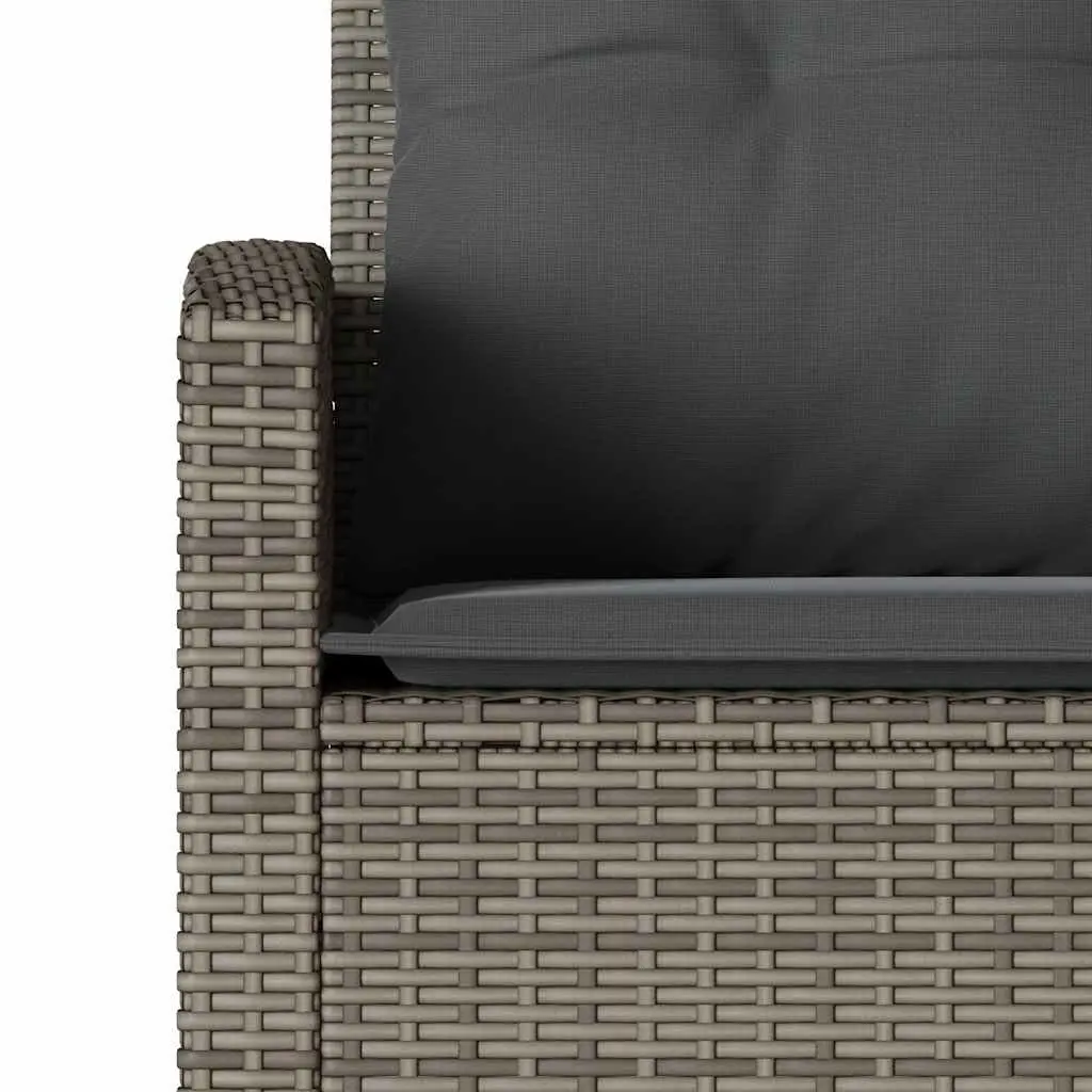 L-Shaped Couch Sofa with Cushions Grey Poly Rattan Outdoor Garden Patio