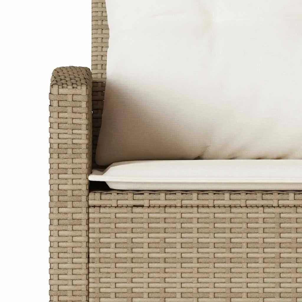L-Shaped Outdoor Couch Sofa with Cushions Beige Poly Rattan Garden Patio