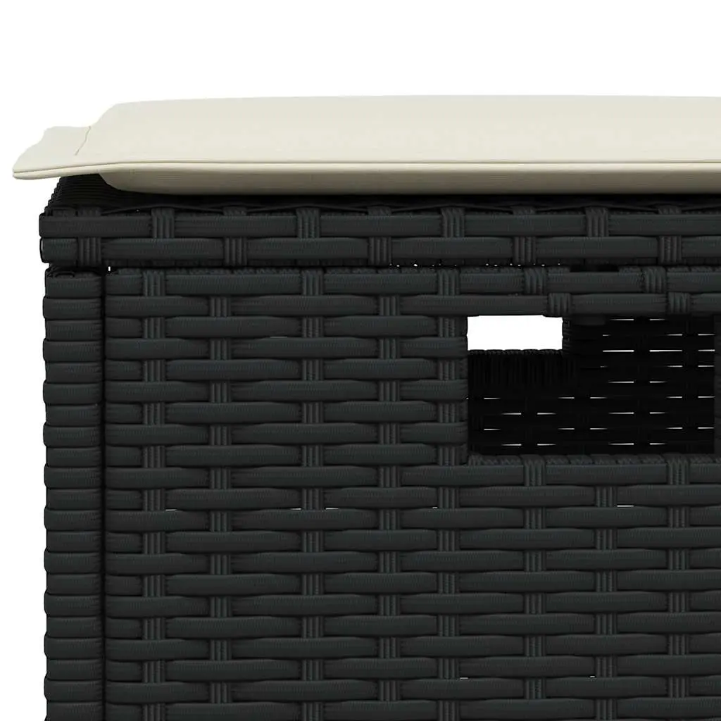 Outdoor Dining Set 5 Piece Garden Furniture Black Poly Rattan Cushions Patio