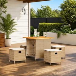 Garden Dining Set 5 Piece Outdoor Furniture Beige Cushions Patio Table Chairs