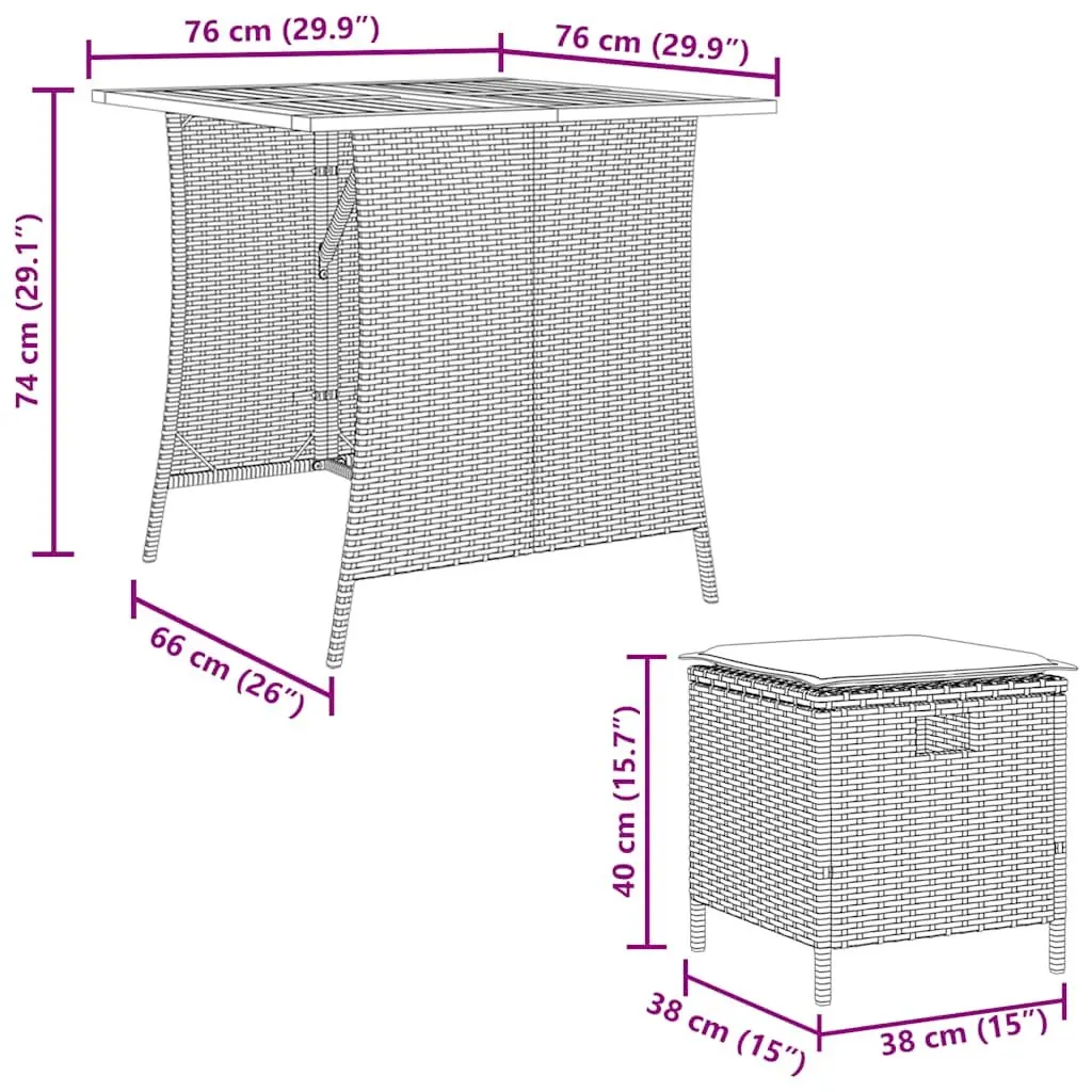 Garden Dining Set 5 Piece Outdoor Furniture Beige Cushions Patio Table Chairs