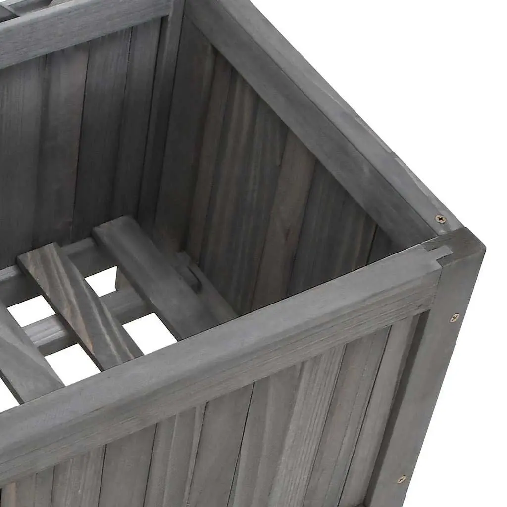 Wooden Planter with Trellis Solid Fir Wood Grey Outdoor Garden Climbing Plants Support