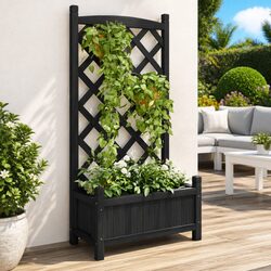 Wooden Planter with Trellis Black Fir Garden Climbing Plants Patio Outdoor