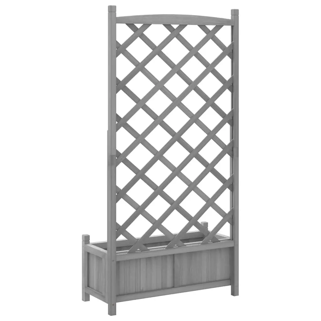 Wooden Planter with Trellis Solid Fir Grey for Garden Climbing Plants