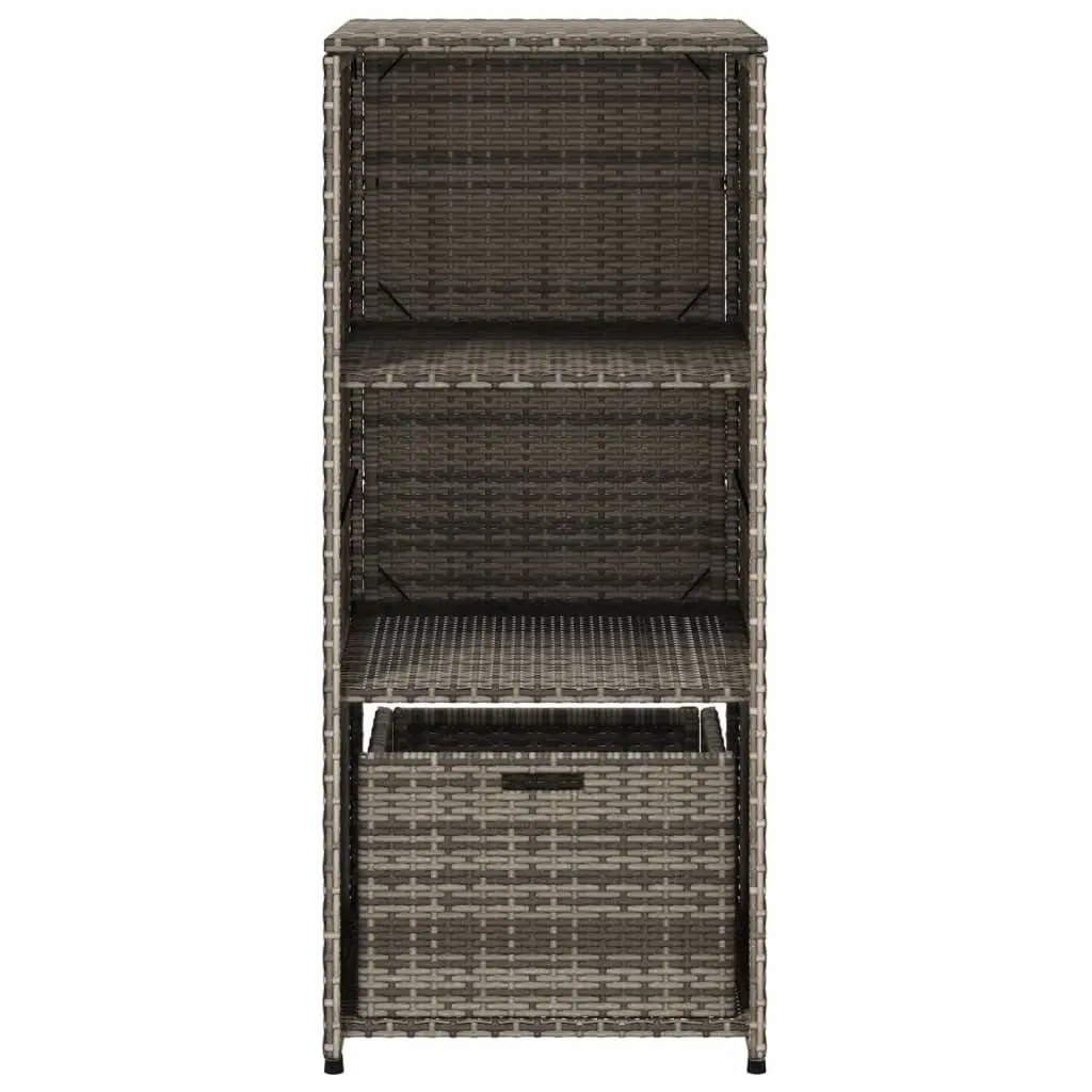 Garden Storage Cabinet Grey PE Rattan 50x55x115cm Outdoor Furniture with 2 Shelves and 1 Drawer