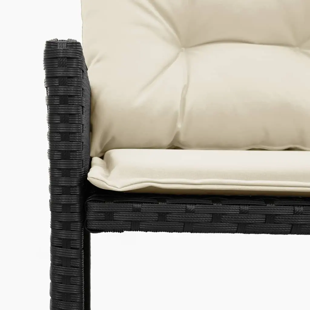 L-Shaped Garden Sofa Set with Table and Cushions Black Poly Rattan Outdoor