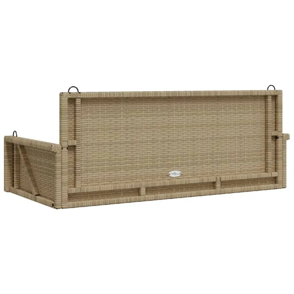 Outdoor Swing Bench Poly Rattan Beige Durable Garden Hanging Seat