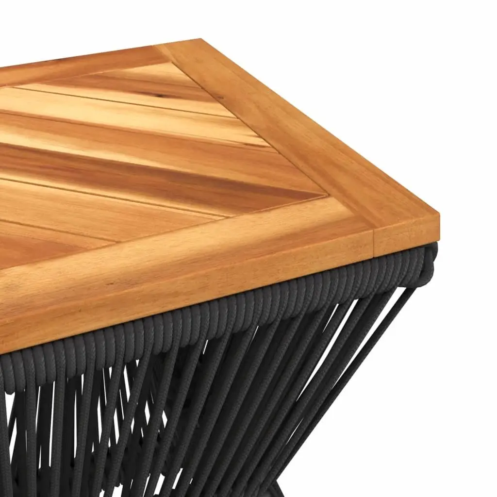 Coffee Table Solid Acacia Wood Top Steel Wire Base Brown Compact Living Room Accent Furniture