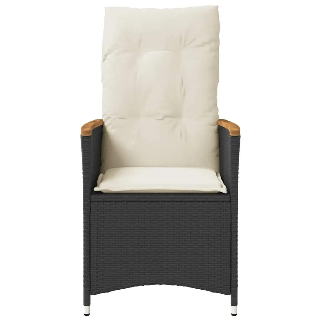 Reclining Garden Chairs Adjustable Backrest Padded Cushions 2 Piece Black PE Rattan