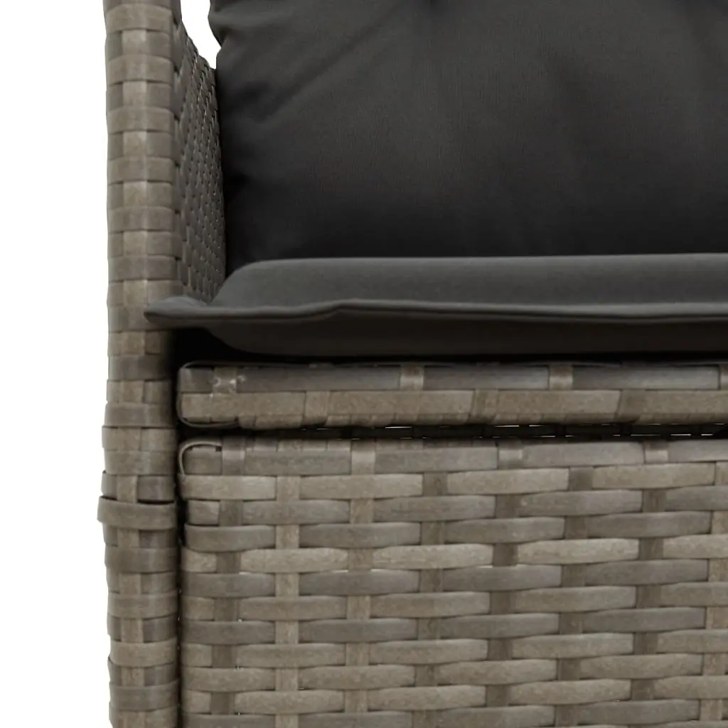 Bistro Set Outdoor Furniture 3 Piece Adjustable Backrest Grey Poly Rattan