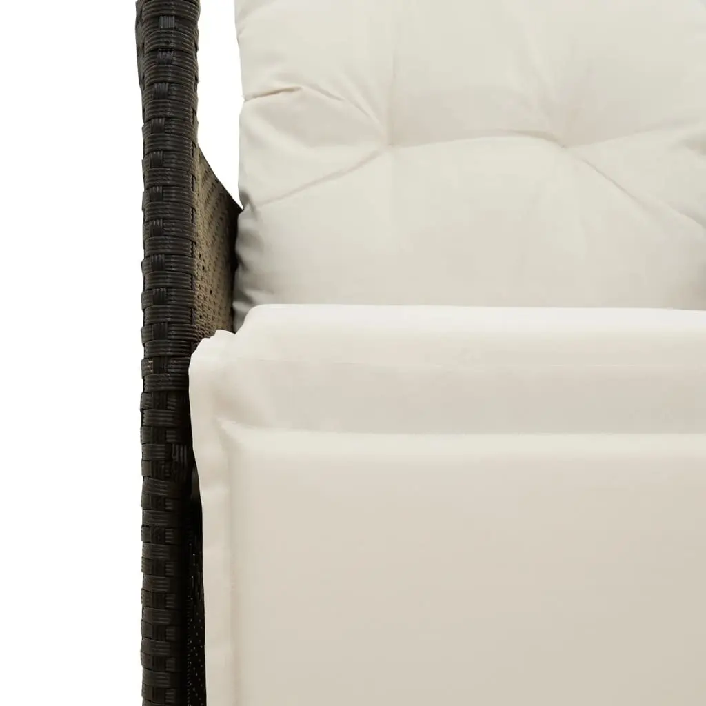Reclining Garden Chair Adjustable Backrest Footrest Black PE Rattan Frame