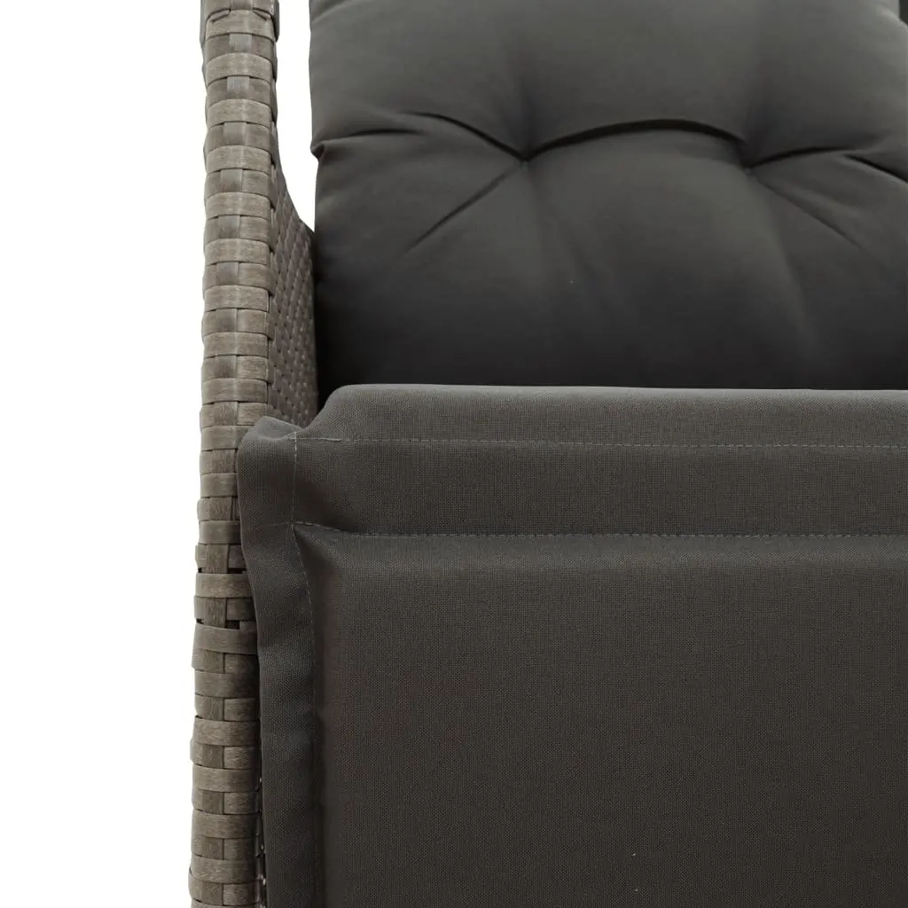 Reclining Garden Chair Adjustable Backrest Grey with Cushions