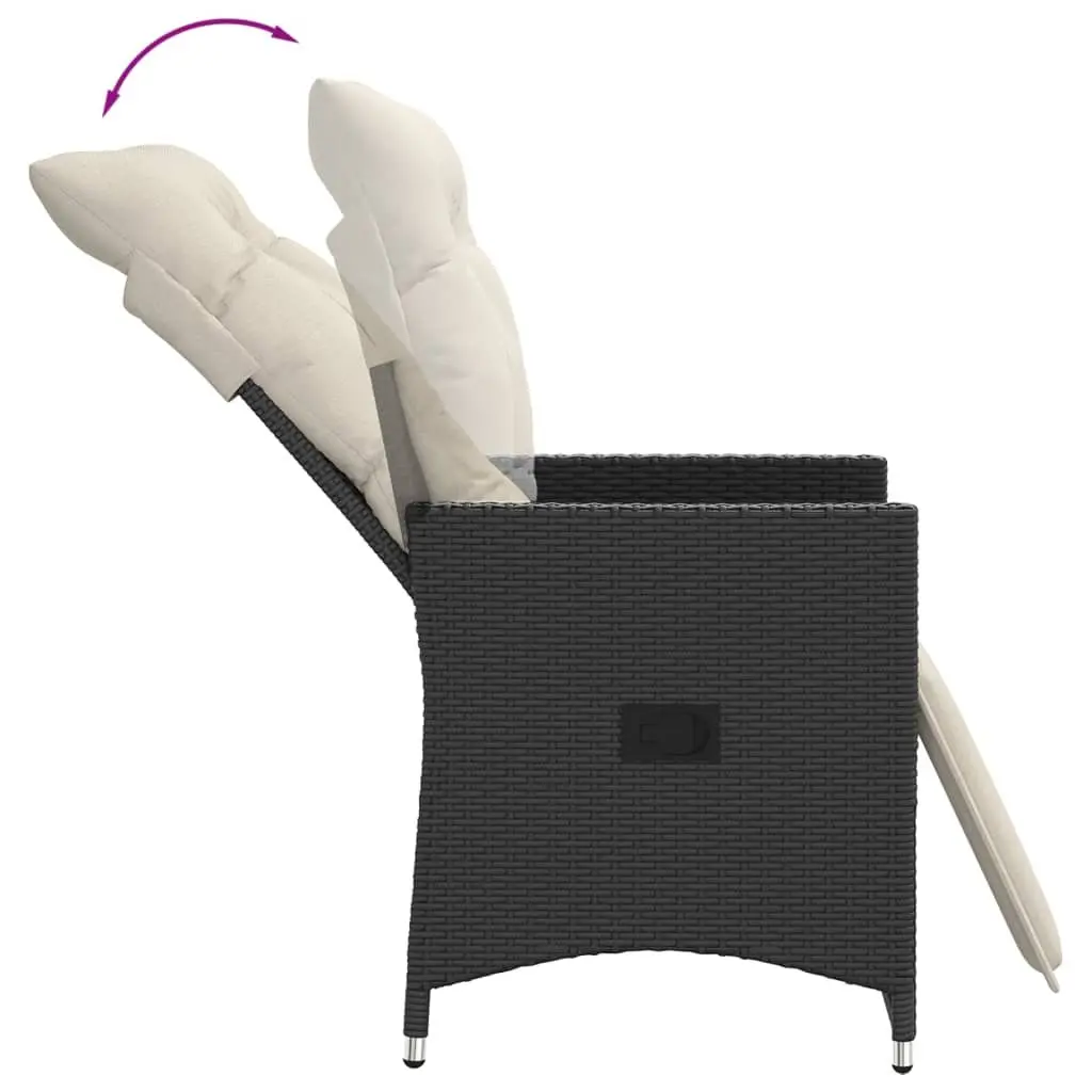 3 Piece Bistro Set with Cushions Black Outdoor Garden Patio Furniture Chat