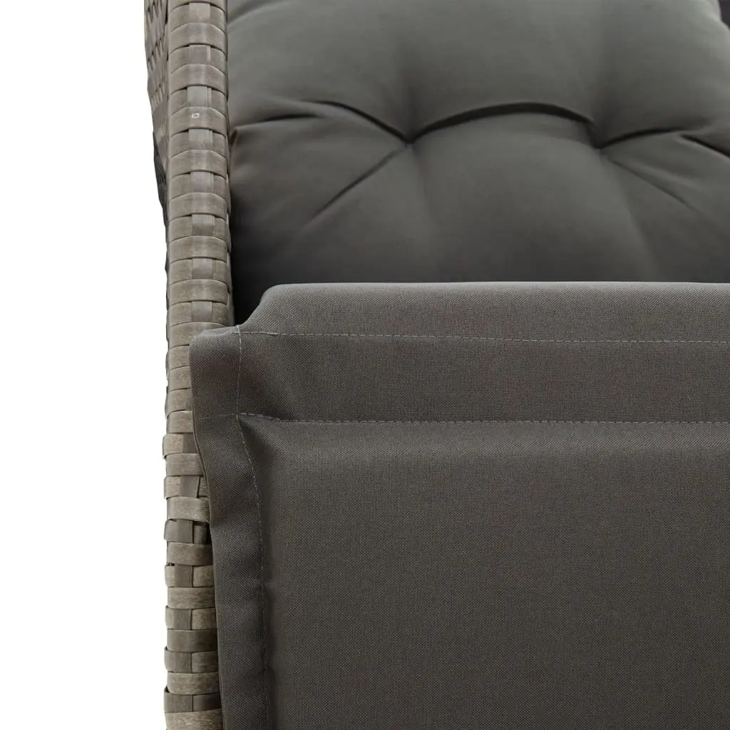 Bistro Set 3 Piece Outdoor Furniture Adjustable Backrest Grey Poly Rattan with Cushions