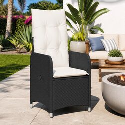 Outdoor Reclining Garden Chair Adjustable Backrest Cushions Black Seating
