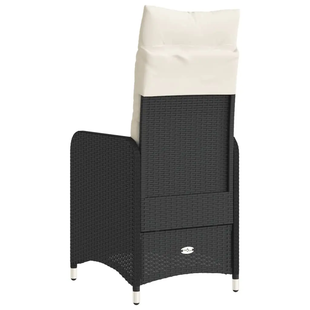 Outdoor Reclining Garden Chair Adjustable Backrest Cushions Black