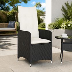 Outdoor Reclining Garden Chairs Set 2 pcs Black Poly Rattan with Padded Cushions