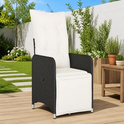 Outdoor Reclining Garden Chairs 2pc Set with Cushions Black Seating Furniture