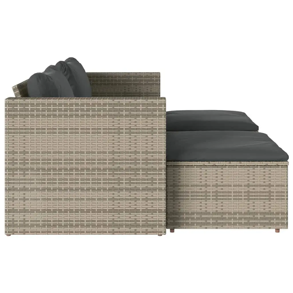 5 Piece Garden Sofa Set Grey Outdoor Patio Furniture with Cushions Wood Table