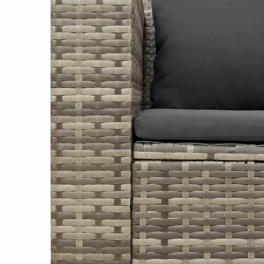 5 Piece Garden Sofa Set Grey Outdoor Patio Furniture with Cushions Wood Table