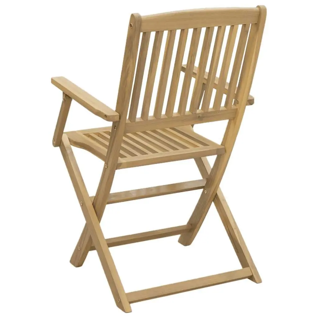 Folding Outdoor Chairs Solid Acacia Wood Armrest 4 Piece Brown Garden Patio Seating