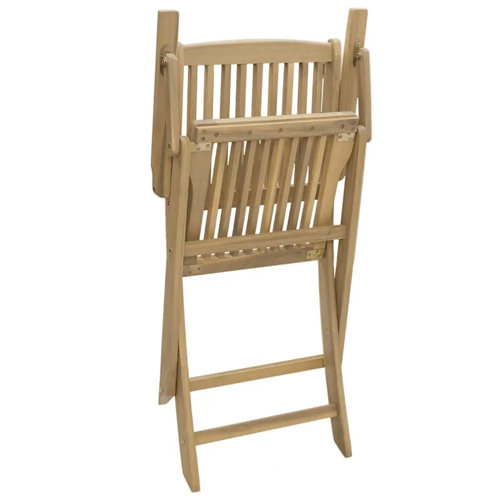 Folding Outdoor Chairs Solid Acacia Wood Armrest 4 Piece Brown Garden Patio Seating