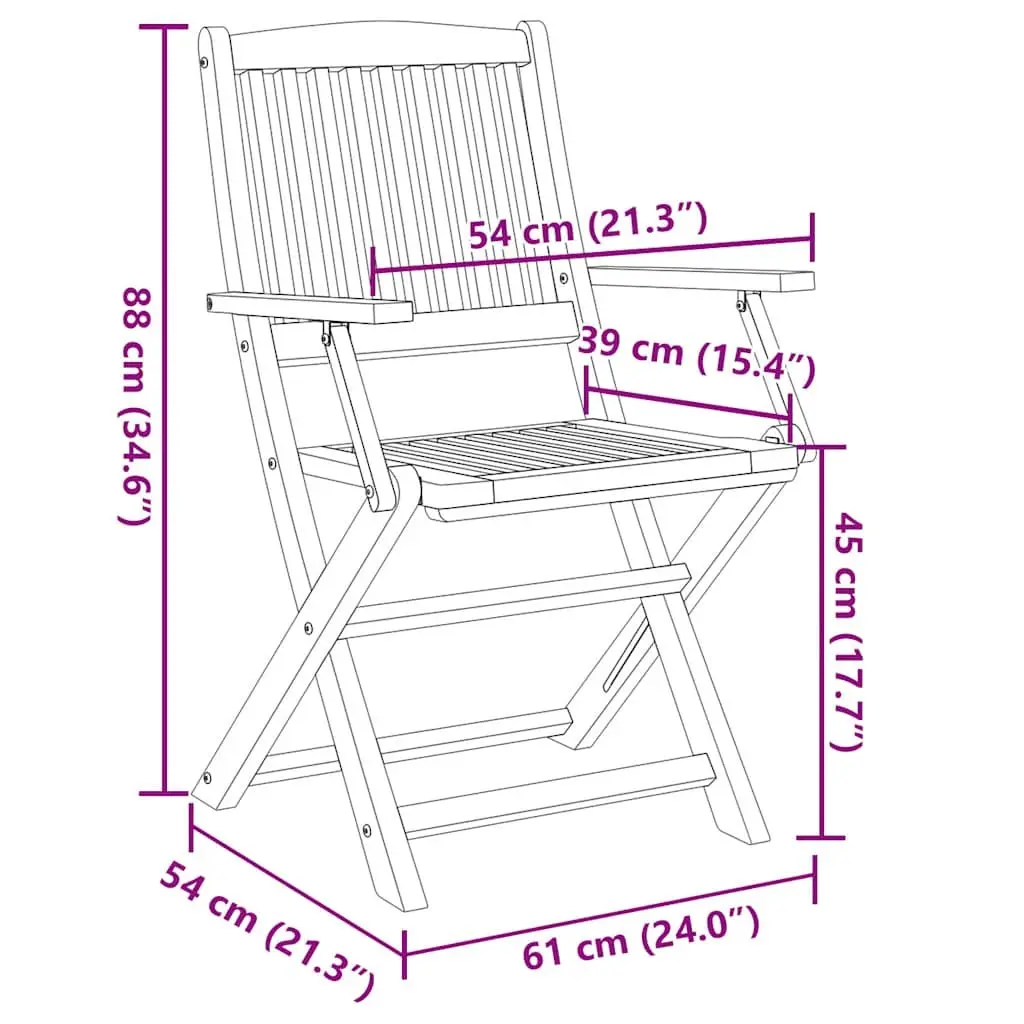 Folding Outdoor Chairs Solid Acacia Wood Armrest 4 Piece Brown Garden Patio Seating