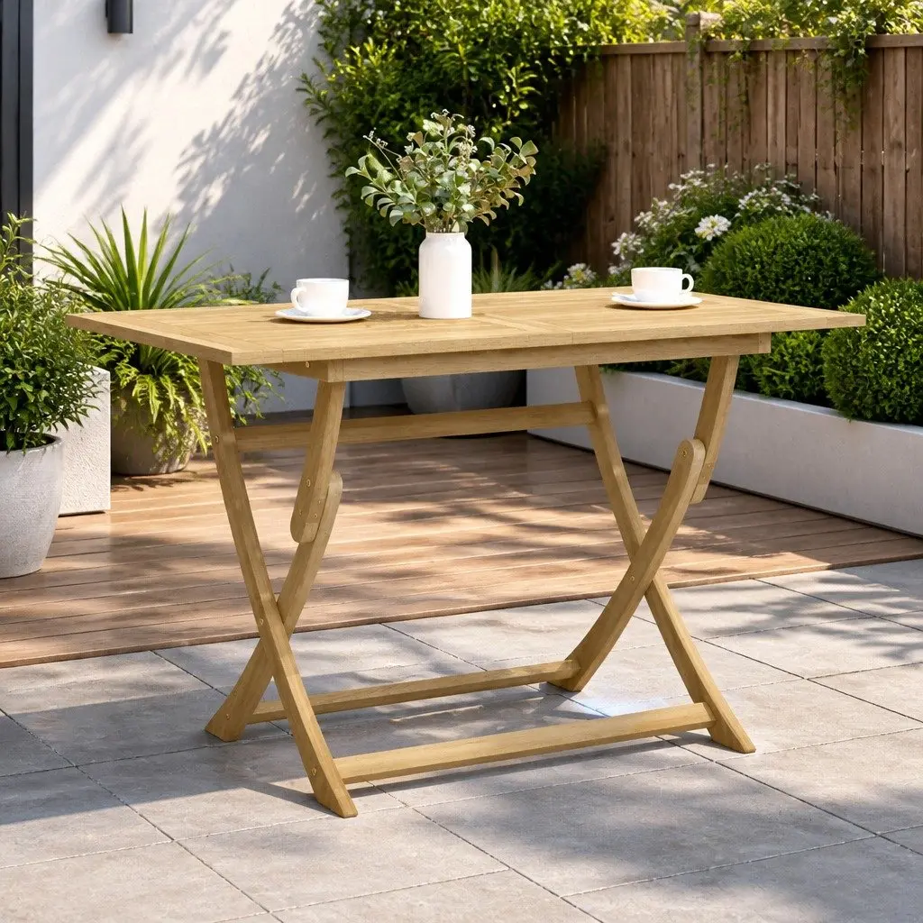 Folding Garden Table 120x70x75cm Outdoor Dining Acacia Wood Patio Furniture