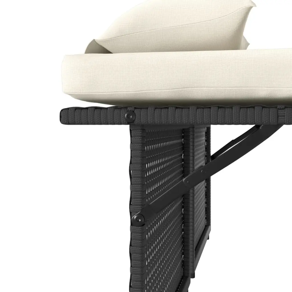 Reclining Garden Bench 2-in-1 Loveseat Sofa Bed Adjustable Backrest Black PE Rattan