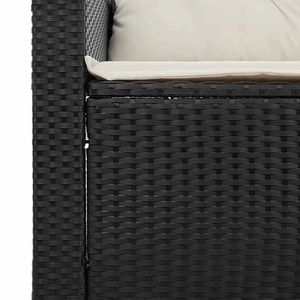 3 Piece Outdoor Garden Sofa Set with Cushions Black Poly Rattan Patio Furniture