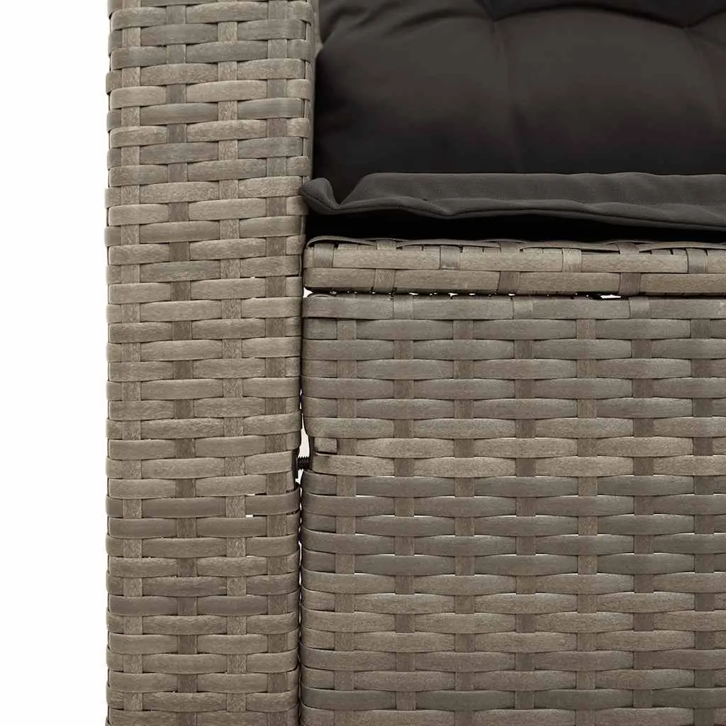 3 Piece Outdoor Garden Sofa Set with Cushions Grey Poly Rattan Patio Furniture
