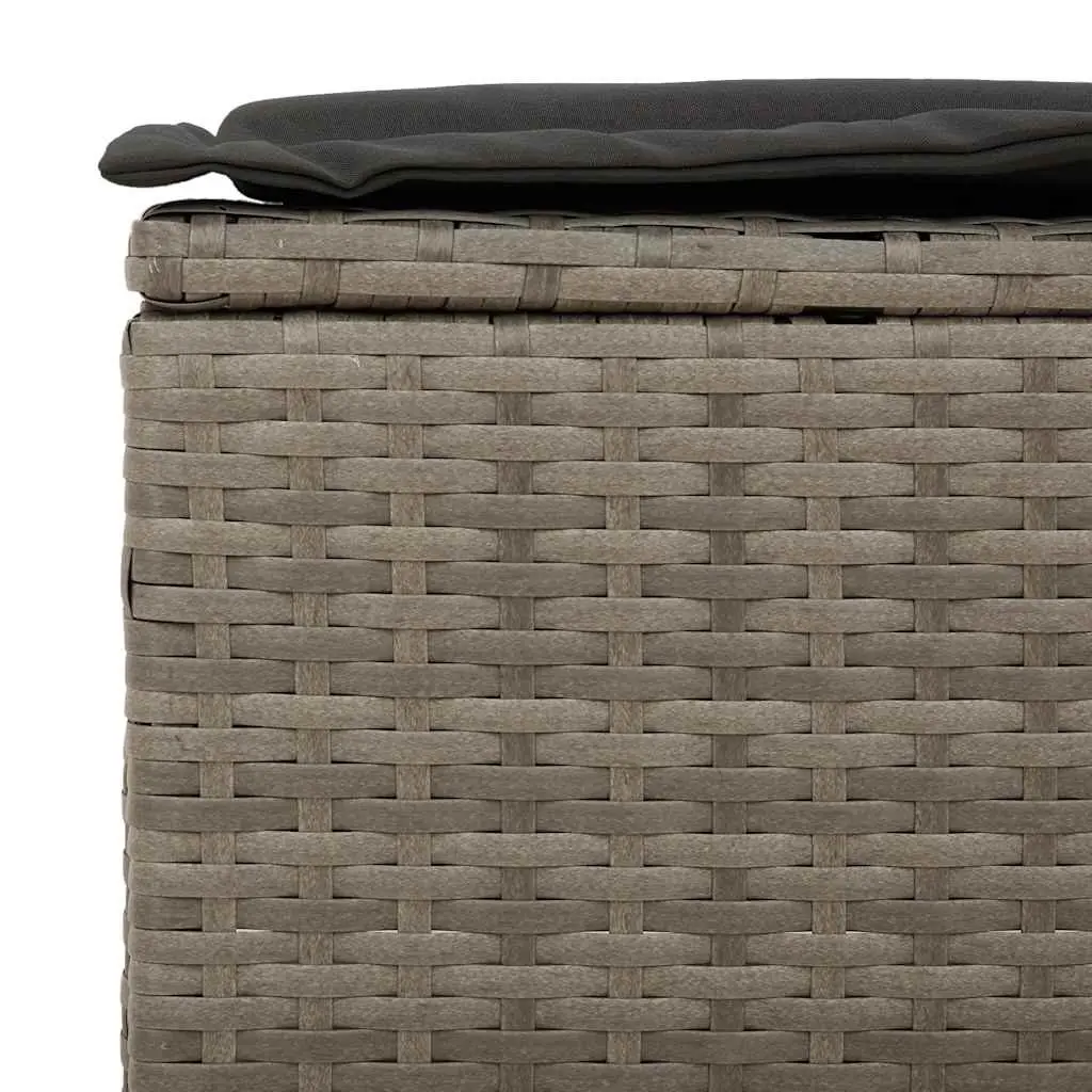 3 Piece Outdoor Garden Sofa Set with Cushions Grey Poly Rattan Patio Furniture